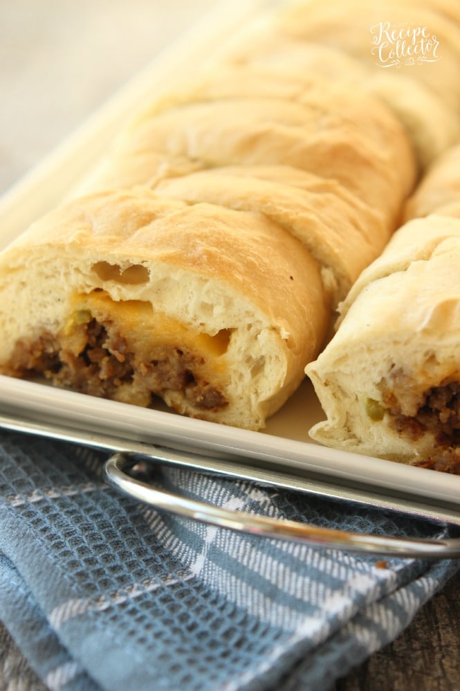 Stuffed Sausage Bread - This is an appetizer that is such a crowd-pleaser! It starts with frozen bread dough and is filled with breakfast sausage, cheese, and jalapenos. Everyone LOVES it!