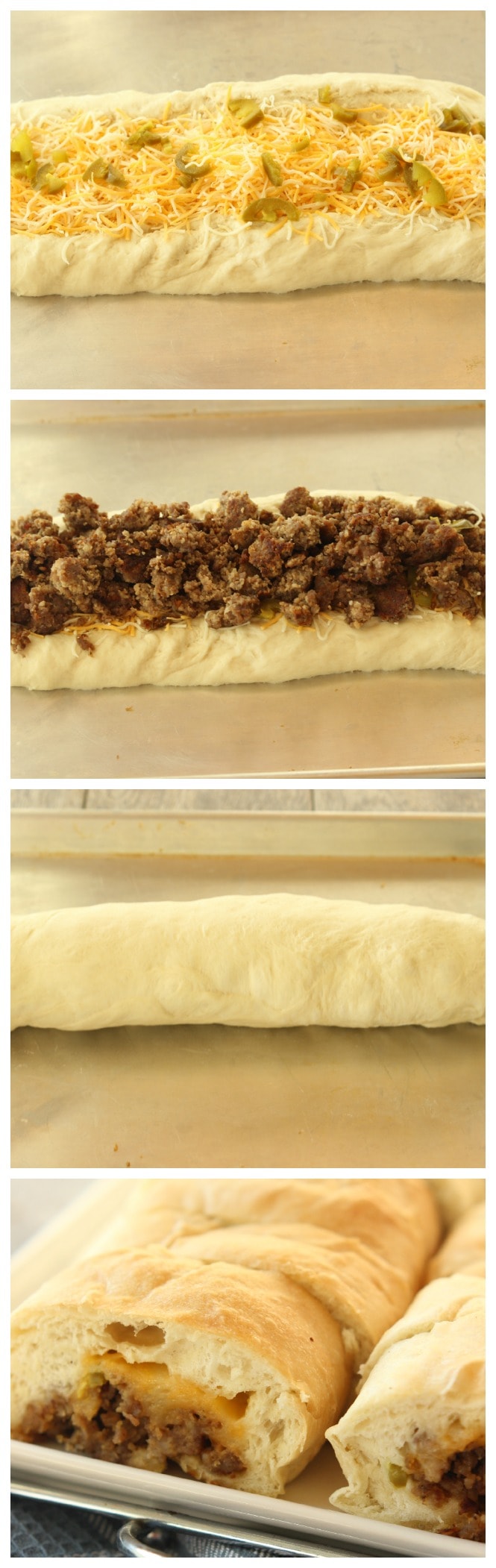 Stuffed Sausage Bread - This is an appetizer that is such a crowd-pleaser! It starts with frozen bread dough and is filled with breakfast sausage, cheese, and jalapenos. Everyone LOVES it!