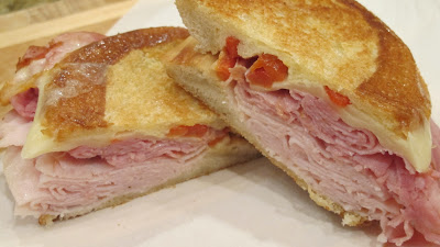 Turkey, Mozzarella, and Roasted Red Bell Pepper Paninis