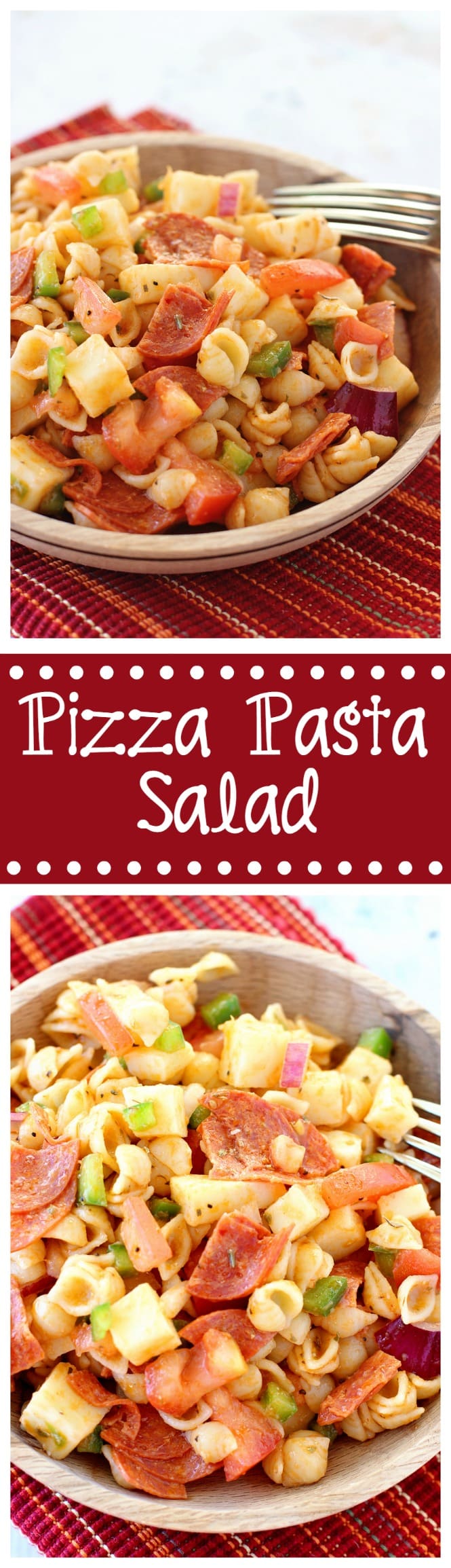 This Pizza Pasta Salad has all the wonderful flavors of a supreme pizza!  Plus it is a great make-ahead recipe!