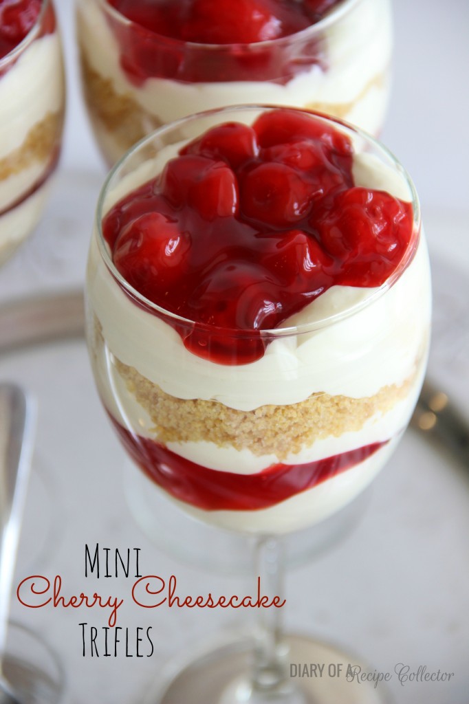 Mini Cherry Cheesecake Parfait Trifles l Homemade Recipes //homemaderecipes.com/holiday-event/18-recipes-for-national-cherry-cheesecake-day