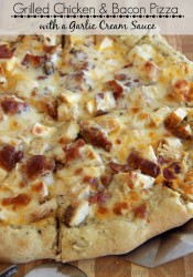 Grilled Chicken & Bacon Pizza with a Garlic Cream Sauce