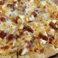 Grilled Chicken & Bacon Pizza with a Garlic Cream Sauce