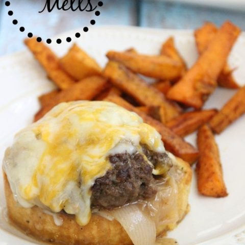 Patty Melts - fixed up with smothered onions, gravy, and cheese all on Texas toast