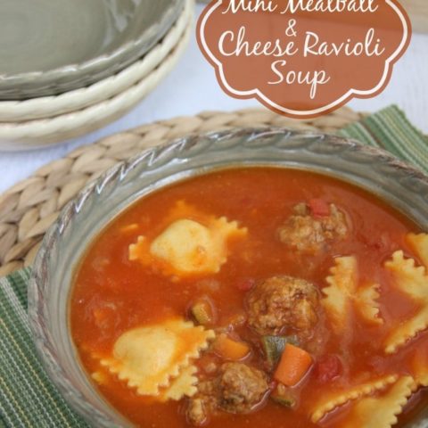 Mini Meatball and Cheese Ravioli Soup