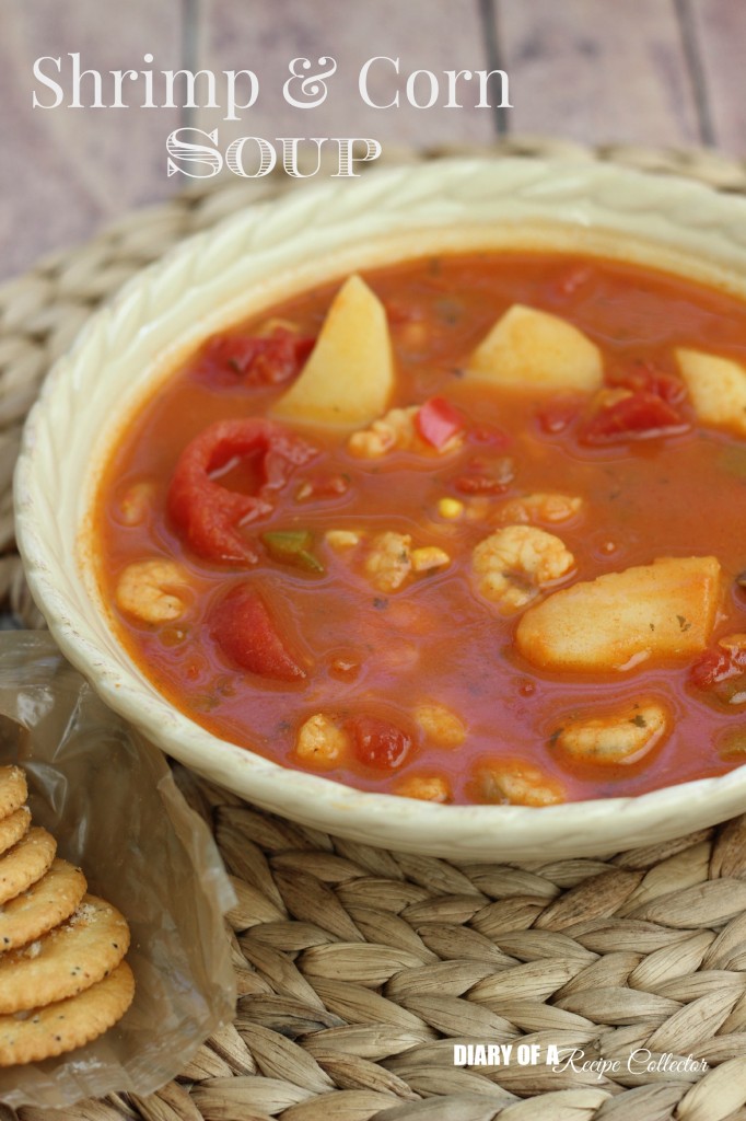 Shrimp and Corn Soup - A great Louisiana soup recipe with a tomato base.