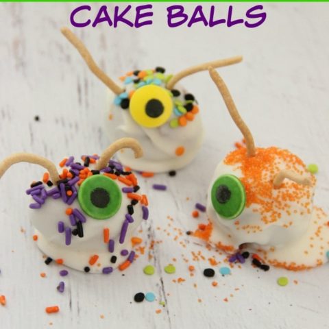 Monster Cake Balls - Funny little monster cake balls make a perfect Halloween craft and treat for your little monsters!