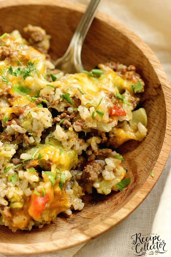 One-Pot Beefy Broccoli Rice - A quick, easy, and hearty one-pot supper filled with ground beef, broccoli, rice and topped with cheese.