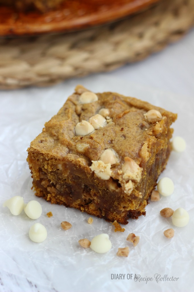 White Chocolate Pumpkin Toffee Blondies | Diary of a Recipe Collector