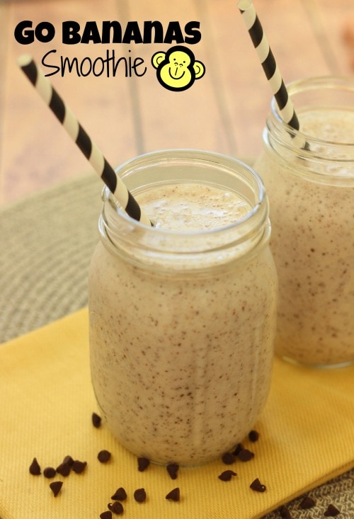 Go Bananas Smoothie- Filled with bananas, coconut yogurt, and chocolate chips | Diary of a Recipe Collector