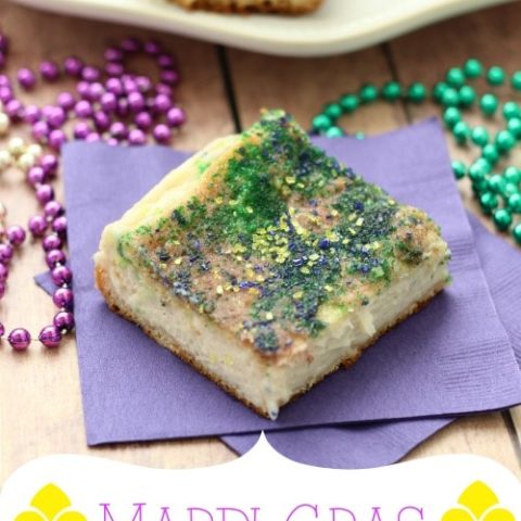 Mardi Gras Cheesecake Squares - Diary of a Recipe Collector