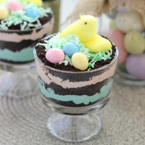 Easter Peeps Dirt Pudding Cups