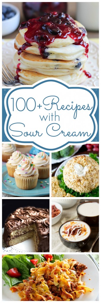 100+ Recipes with Sour Cream - Do you have sour cream you need to use soon?  Check out this round up of great ideas to use it up quickly!
