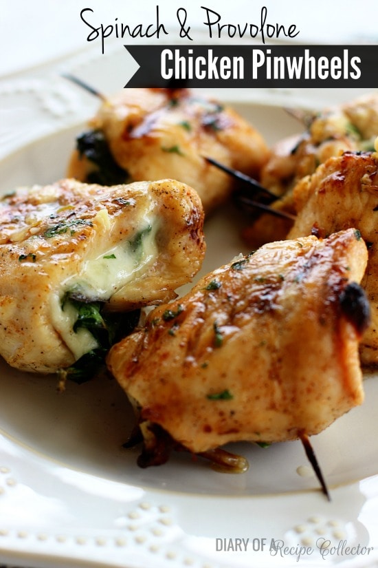 Spinach & Provolone Chicken Pinwheels - Diary of a Recipe Collector
