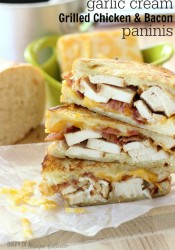 Garlic Cream Grilled Chicken & Bacon Paninis