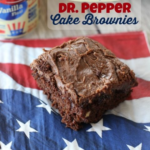 Dr. Pepper Vanilla Float Cake Brownies topped with a rich chocolate Vanilla Float Dr. Pepper Icing