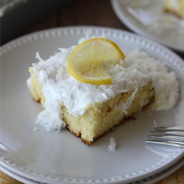 Coconut Lemon Curd Poke Cake - Diary of a Recipe Collector