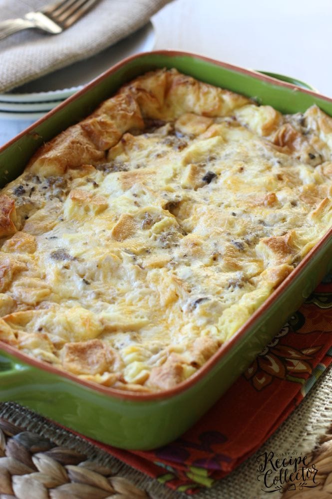 Sausage, Egg, & Cheese Croissant Bake - Diary of a Recipe Collector