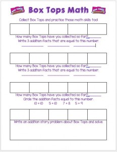 Box Tops Math Printable - A fun and educational way to collect Box Tops and help your school!