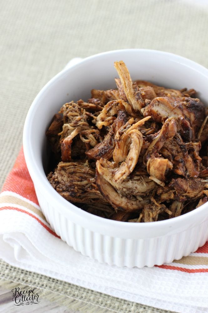 Slow Cooker Balsamic Chicken - Easy flavorful shredded balsamic chicken cooked in the crock pot and ready for so many dishes like wraps and sandwiches.