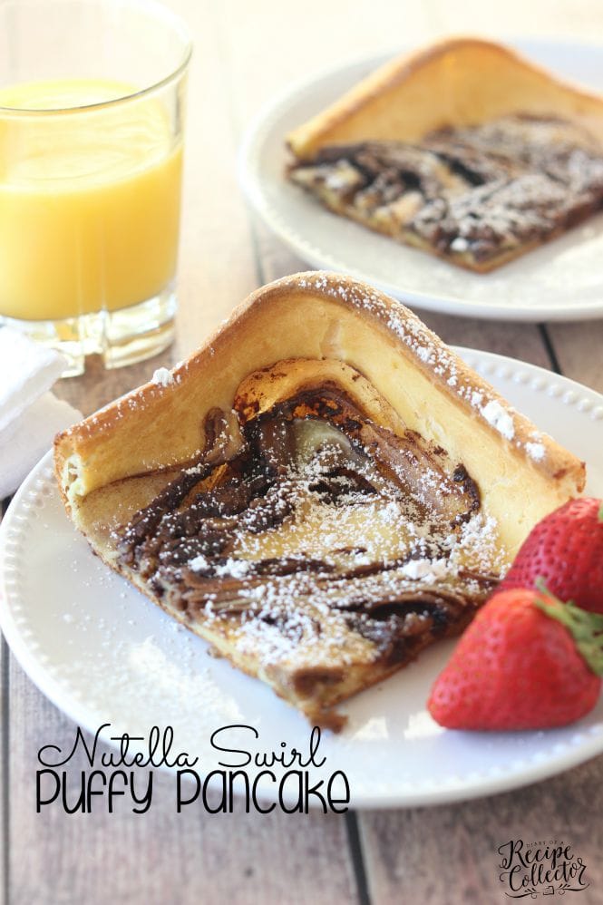 Nutella Swirl Puffy Pancake - An easy to prepare oven-baked pancake filled with swirls of Nutella.