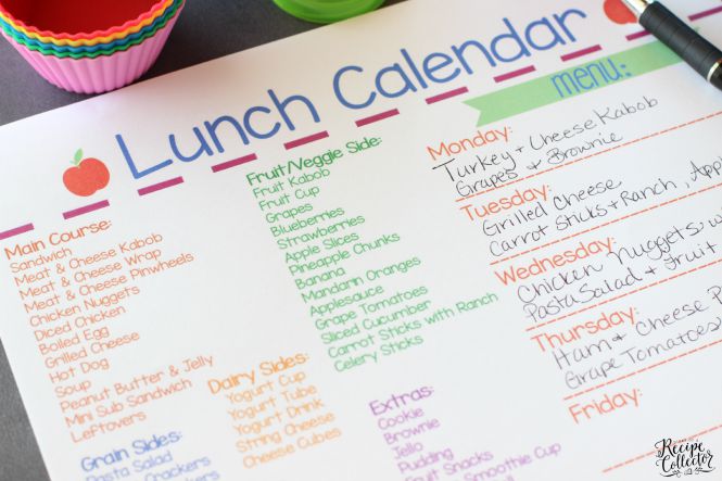 Free Lunch Calendar Printable