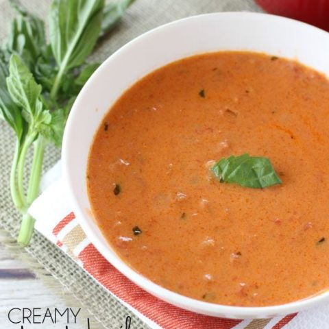 Easy Creamy Tomato Basil Soup - A quick and easy recipe for such a comforting classic soup. It goes perfect with a sandwich for lunch or dinner.
