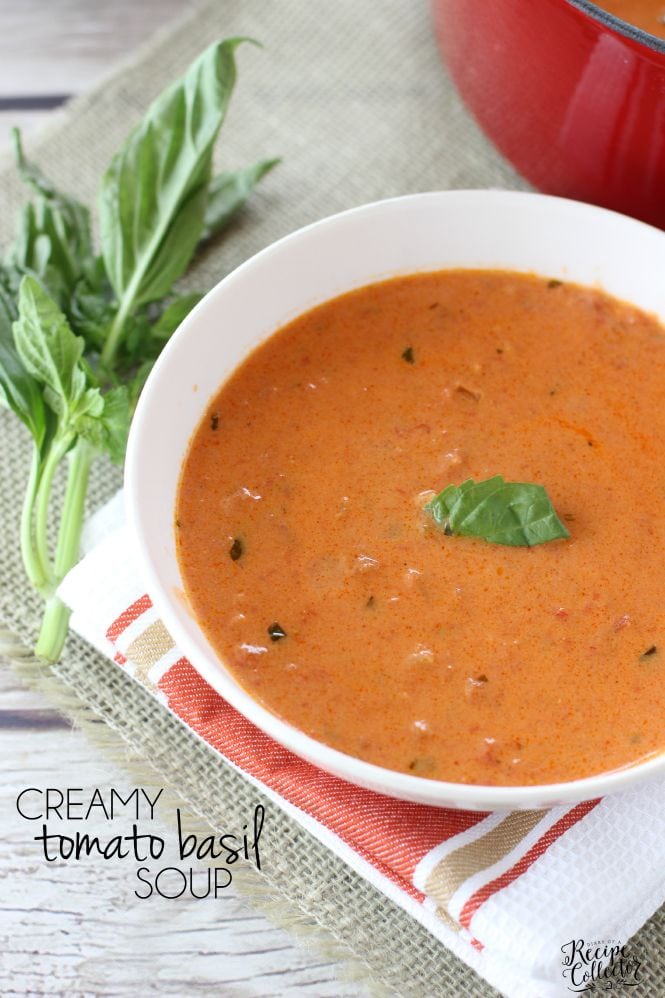 Easy Creamy Tomato Basil Soup - A quick and easy recipe for such a comforting classic soup. It goes perfect with a sandwich for lunch or dinner.