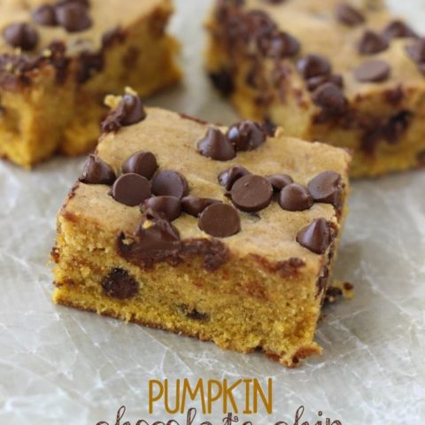 Pumpkin Chocolate Chip Bars - A quick and easy cookie bar pefect for Fall!