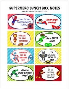 Free Superhero Lunch Box Notes Printable