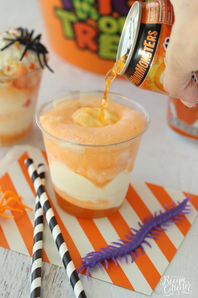 Scary Sunkist® Floats - These make such fun and easy treats for a Halloween party! Plus find out how to make a fun Boo Kit to treat your neighbors and friends!