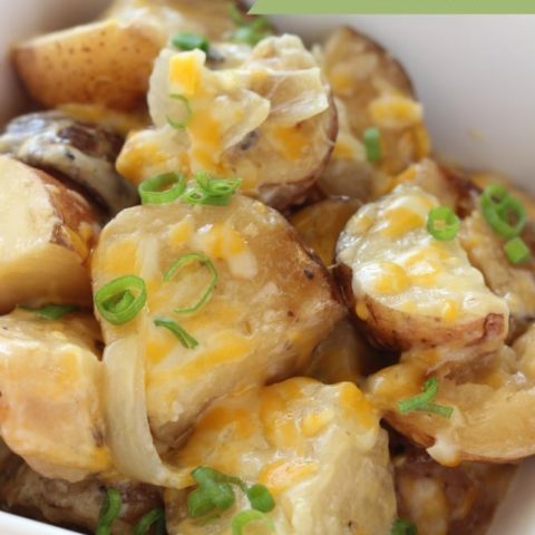 Slow Cooker Potatoes - A great potato side dish that is easy to put together. It goes perfect with chicken, beef, or pork too!