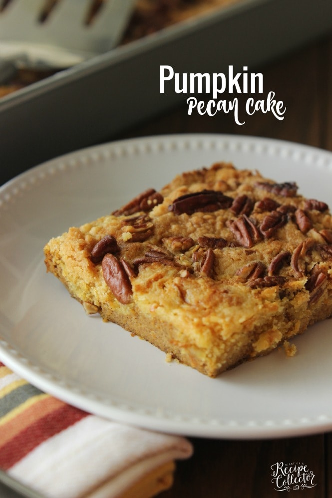 Pumpkin Pecan Cake - An easy pumpkin dessert with a delicious topping made using a box yellow cake mix!