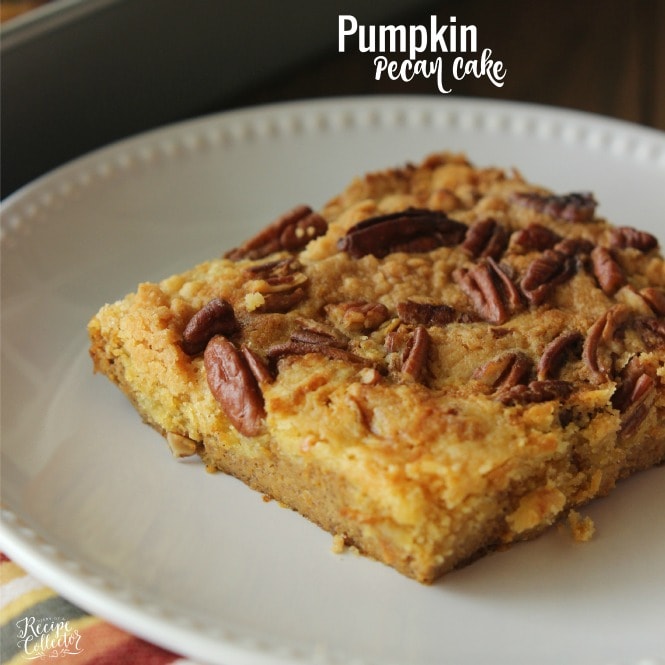 An easy pumpkin dessert with a delicious topping made using a box yellow cake mix!