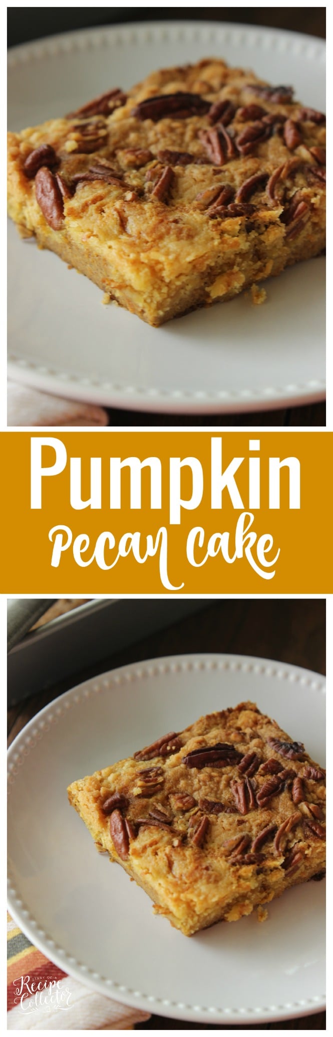 An easy pumpkin dessert with a delicious topping made using a box yellow cake mix!