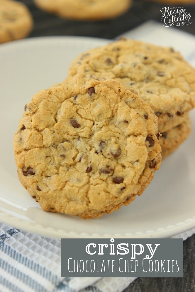 Crispy Chocolate Chip Cookies - The perfect crispy yet chewy cookie that is super quick and easy to make with no chilling of dough required!