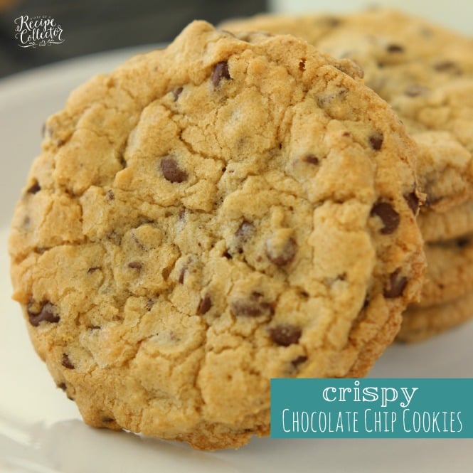 Crispy Chocolate Chip Cookies - The perfect crispy yet chewy cookie that is super quick and easy to make with no chilling of dough required!