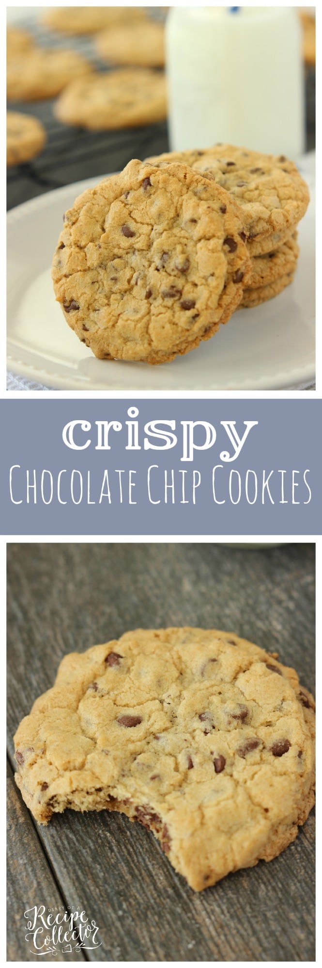 Crispy Chocolate Chip Cookies - The perfect crispy yet chewy cookie that is super quick and easy to make with no chilling of dough required!