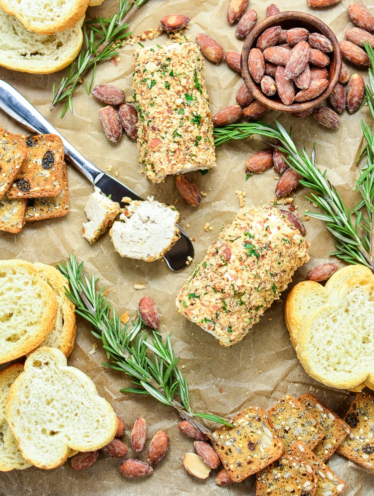 10 Holiday Appetizers for New Year's Eve - Almond and Herb Crusted Goat Cheese