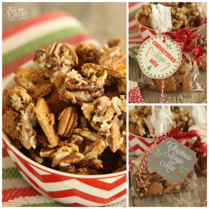 Christmas Magic Mix - All the flavors of classic Magic Cookie Bars in snack mix form is perfect for Christmas parties and giving as a gift.