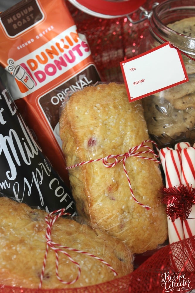 Cranberry Orange Loaf - A wonderfully easy and delicious recipe filled with cranberries and orange juice. Plus a great gift basket idea featuring Dunkin' Donuts® Coffee!