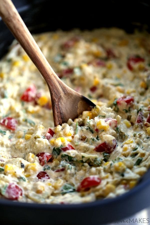 10 Holiday Appetizer Recipes for New Year's Eve - Slow Cooker Salsa Verde Corn Dip