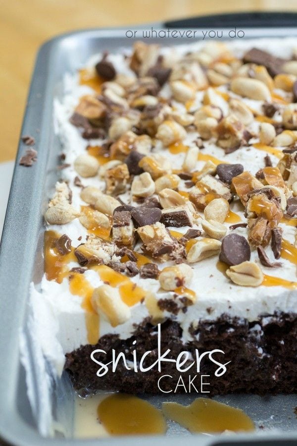 Snickers Cake from Or Whatever You Do