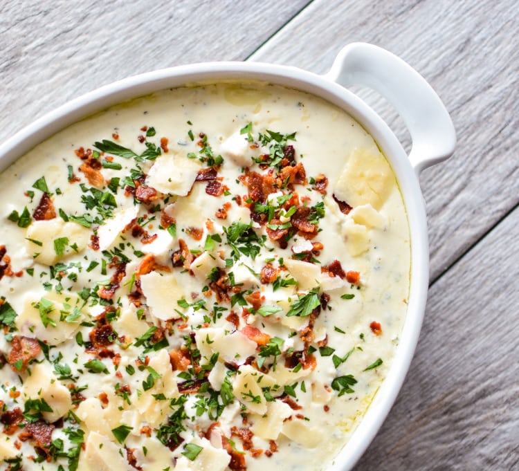 Chicken Alfredo Gnocchi Bake with Bacon