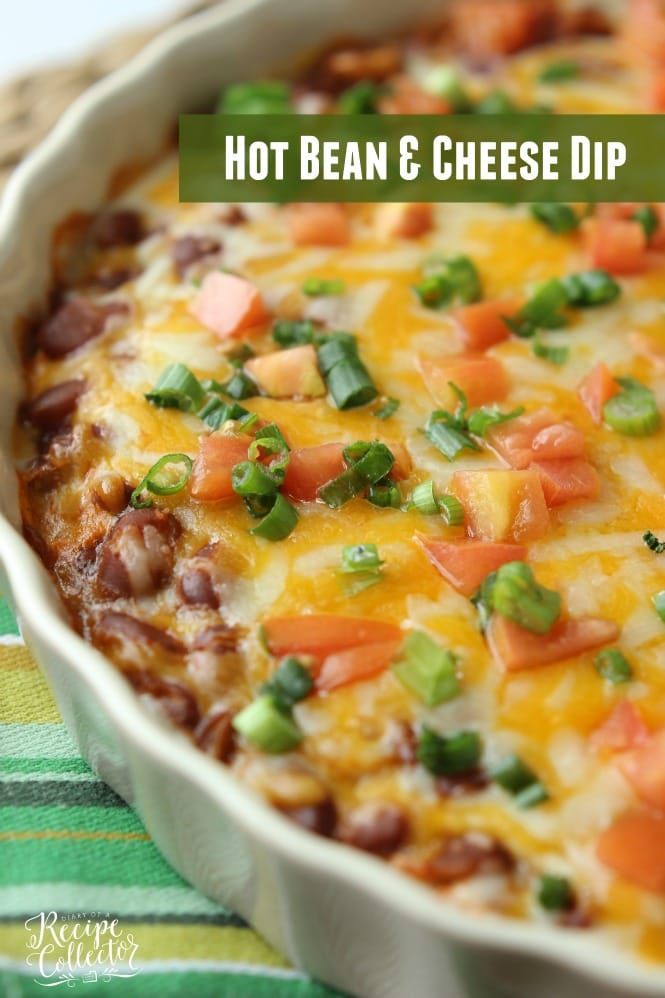 Hot Bean & Cheese Dip - A quick oven-baked dip made with cream cheese, chili beans, salsa, and melty cheese!