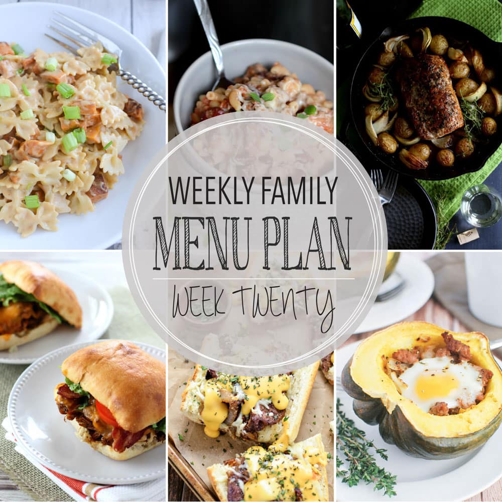 Weekly Family Meal Plan - Includes five weeknight meals, a breakfast, and a dessert idea!!