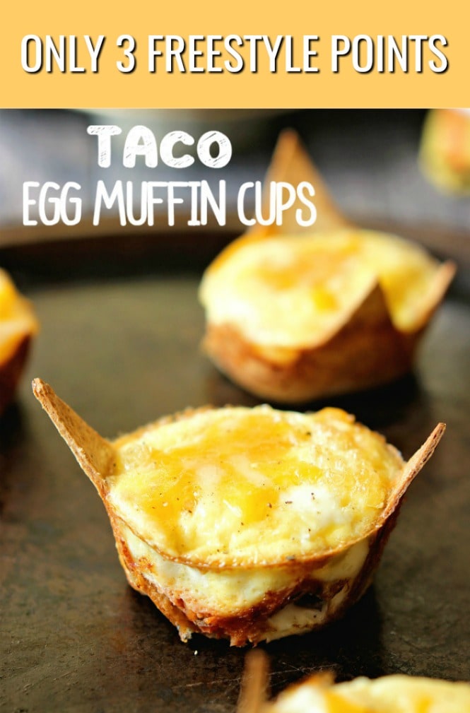 Taco Egg Muffin Cups - A great grab and go breakfast idea that is high in protein and low in carbs.  Plus, it's only 3 freestyle points!