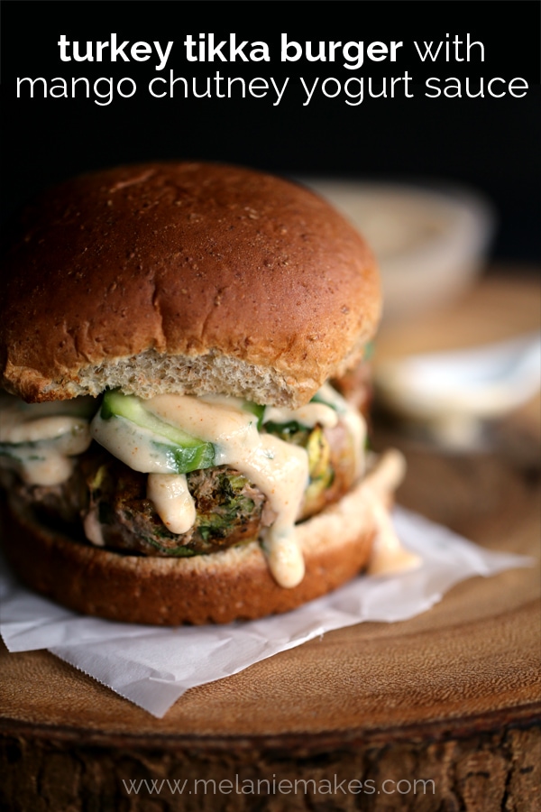 Turkey Tikka Burger with Mango Chutney Yogurt Sauce