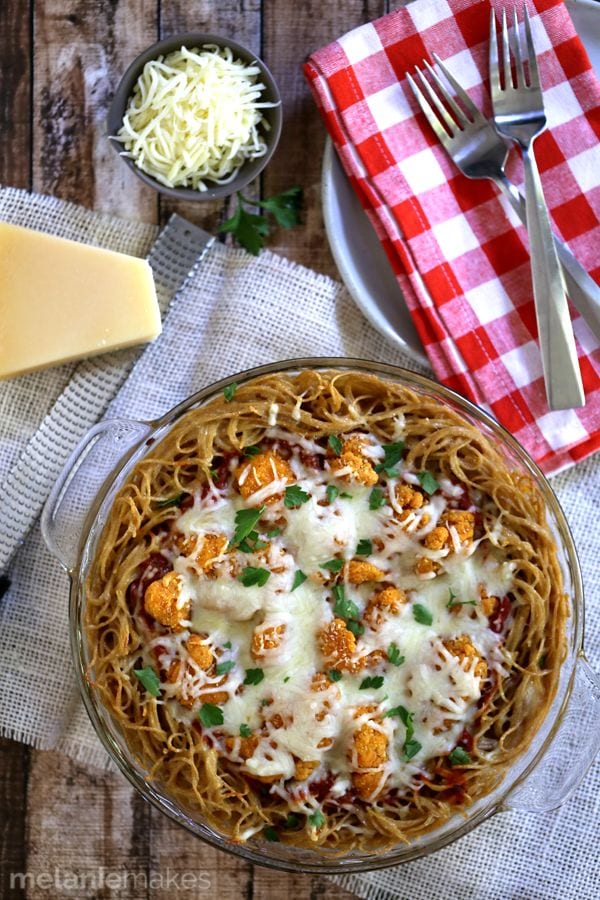 Weekly Family Meal Plan - Chicken Parmesan Spaghetti Pie