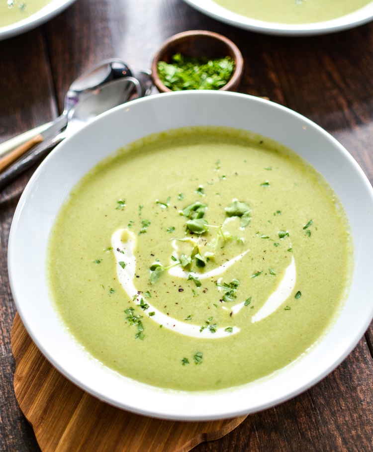 Weekly Family Meal Plan - Creamy Asparagus and Watercress Spring Pea Soup - Vegan